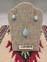 Load image into Gallery viewer, LARIMAR NECKLACE &amp; EARRINGS SET - TEARDROP
