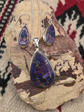 Load image into Gallery viewer, PURPLE COPPER TURQUOISE PENDANT &amp; EARRING SET - TEARDROP
