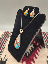 Load image into Gallery viewer, TURQUOISE &amp; SPINY OYSTER SHELL NECKLACE &amp; EARRINGS - TEARDROP
