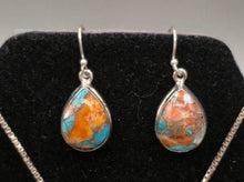 Load image into Gallery viewer, TURQUOISE &amp; SPINY OYSTER SHELL NECKLACE &amp; EARRINGS - TEARDROP
