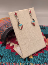 Load image into Gallery viewer, MULTI STONE INLAY ZUNI EARRINGS  - FRANCES LEEKYA - CORAL
