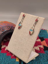 Load image into Gallery viewer, MULTI STONE INLAY ZUNI EARRINGS  - FRANCES LEEKYA - CORAL
