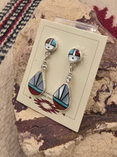 Load image into Gallery viewer, EYE OF GOD INLAY EARRINGS- ZUNI - OLA ERIACHO
