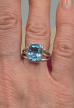Load image into Gallery viewer, BLUE TOPAZ RING - RECTANGULAR- SIZE 8.5
