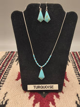 Load image into Gallery viewer, LIQUID SILVER TURQUOISE NECKLACE  &amp; EARRING SET

