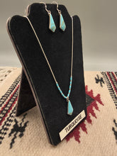 Load image into Gallery viewer, LIQUID SILVER TURQUOISE NECKLACE  &amp; EARRING SET
