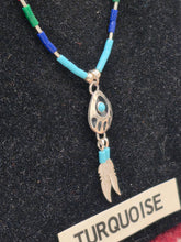 Load image into Gallery viewer, LIQUID SILVER TURQUOISE BEAR PAW NECKLACE &amp; EARRING SET

