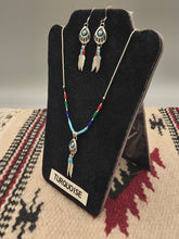 Load image into Gallery viewer, LIQUID SILVER TURQUOISE BEAR PAW NECKLACE &amp; EARRING SET

