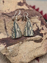 Load image into Gallery viewer, STERLING SILVER TRIANGLE SHAPED EARRINGS  - NAVAJO - KENNETH LARGO
