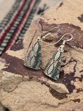 Load image into Gallery viewer, STERLING SILVER TRIANGLE SHAPED EARRINGS  - NAVAJO - KENNETH LARGO
