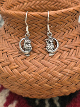Load image into Gallery viewer, OWLS ON MOON EARRINGS- STERLING SILVER
