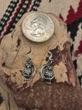 Load image into Gallery viewer, OWLS ON MOON EARRINGS- STERLING SILVER
