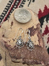 Load image into Gallery viewer, SPIDER IN WEB EARRINGS- STERLING SILVER
