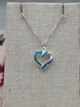 Load image into Gallery viewer, BLUE OPAL INLAY HEART NECKLACE
