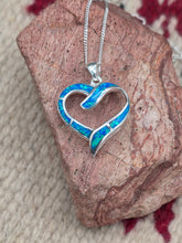 Load image into Gallery viewer, BLUE OPAL INLAY HEART NECKLACE
