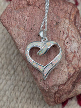 Load image into Gallery viewer, WHITE OPAL INLAY HEART NECKLACE
