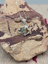 Load image into Gallery viewer, WHITE OPAL INLAY DOUBLE HEART NECKLACE
