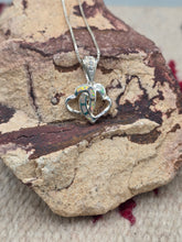 Load image into Gallery viewer, WHITE OPAL INLAY DOUBLE HEART NECKLACE
