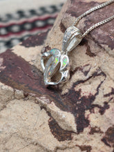 Load image into Gallery viewer, WHITE OPAL INLAY DOUBLE HEART NECKLACE
