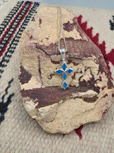 Load image into Gallery viewer, BLUE OPAL INLAY CROSS NECKLACE
