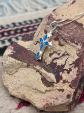 Load image into Gallery viewer, BLUE OPAL INLAY CROSS NECKLACE
