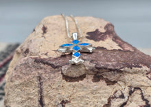 Load image into Gallery viewer, BLUE OPAL INLAY CROSS NECKLACE
