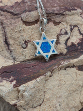 Load image into Gallery viewer, BLUE OPAL STAR OF DAVID NECKLACE
