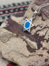 Load image into Gallery viewer, BLUE OPAL STAR OF DAVID NECKLACE
