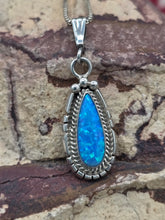 Load image into Gallery viewer, BLUE OPAL TEARDROP NECKLACE - NAVAJO - SAMUEL YELLOWHORSE
