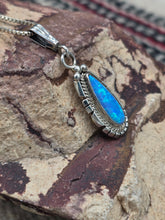 Load image into Gallery viewer, BLUE OPAL TEARDROP NECKLACE - NAVAJO - SAMUEL YELLOWHORSE
