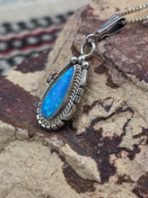 Load image into Gallery viewer, BLUE OPAL TEARDROP NECKLACE - NAVAJO - SAMUEL YELLOWHORSE
