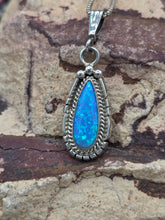 Load image into Gallery viewer, BLUE OPAL TEARDROP NECKLACE - NAVAJO - SAMUEL YELLOWHORSE
