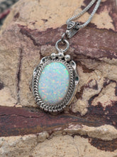 Load image into Gallery viewer, WHITE OPAL OVAL NECKLACE  - NAVAJO  - SAMUEL YELLOWHORSE
