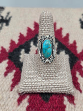 Load image into Gallery viewer, TURQUOISE RING WITH FLOWER MOTIF- SIZE 9
