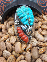 Load image into Gallery viewer, MASSIVE TURQUOISE &amp; CORAL MEN'S RING - LOYOLITA TSATTE - SIZE 13
