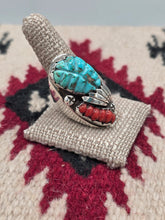 Load image into Gallery viewer, MASSIVE TURQUOISE &amp; CORAL MEN'S RING - LOYOLITA TSATTE - SIZE 13
