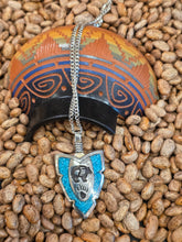 Load image into Gallery viewer, LARGE TURQUOISE CHIP INLAY ARROWHEAD FEATURING BEAR
