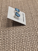 Load image into Gallery viewer, BLUE TOPAZ MINI POST EARRINGS - 5 x 7 OVAL
