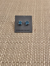 Load image into Gallery viewer, BLUE TOPAZ SQUARE Mini Post Earrings - 4 x 4 SQUARE
