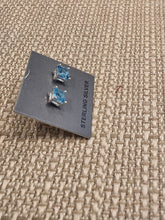 Load image into Gallery viewer, BLUE TOPAZ SQUARE Mini Post Earrings - 4 x 4 SQUARE
