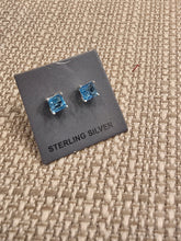 Load image into Gallery viewer, BLUE TOPAZ SQUARE Mini Post Earrings - 4 x 4 SQUARE
