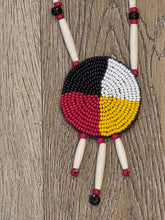 Load image into Gallery viewer, HORN BEADED ROSETTE NECKLACE- MEDICINE WHEEL
