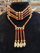 Load image into Gallery viewer, 4 STRAND AMBER HORN CHOKER WITH DROP - LINDA LEE
