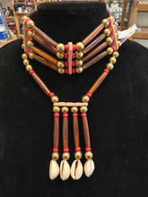 Load image into Gallery viewer, 4 STRAND AMBER HORN CHOKER WITH DROP - LINDA LEE
