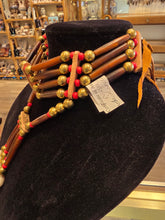 Load image into Gallery viewer, 4 STRAND AMBER HORN CHOKER WITH DROP - LINDA LEE

