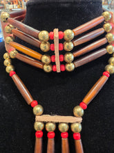 Load image into Gallery viewer, 4 STRAND AMBER HORN CHOKER WITH DROP - LINDA LEE
