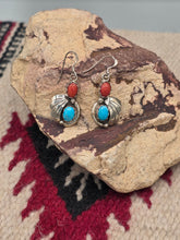 Load image into Gallery viewer, TURQUOISE &amp; CORAL EARRINGS- JULIA ETSITTY
