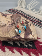 Load image into Gallery viewer, TURQUOISE &amp; CORAL EARRINGS- JULIA ETSITTY
