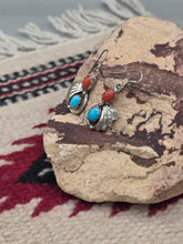 Load image into Gallery viewer, TURQUOISE &amp; CORAL EARRINGS- JULIA ETSITTY
