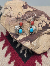 Load image into Gallery viewer, TURQUOISE &amp; CORAL EARRINGS- JULIA ETSITTY
